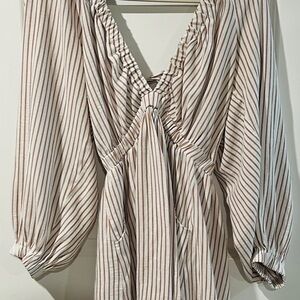 Topshop Long Sleeve Elastic Waist Stripe Romper
